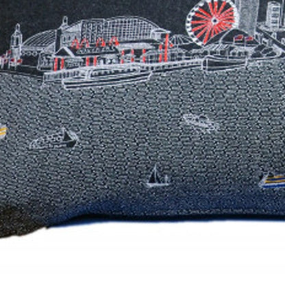 45" Black Chicago Nighttime Skyline Lumbar Decorative Pillow