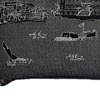 45" Black Hawaii Nighttime Skyline Lumbar Decorative Pillow