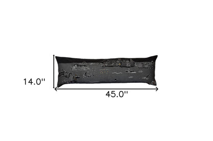 45" Black Hawaii Nighttime Skyline Lumbar Decorative Pillow