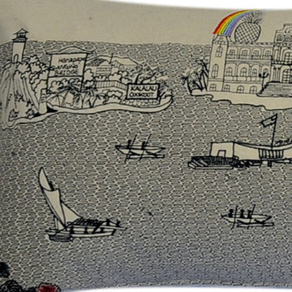 45" White Hawaii Daylight Skyline Lumbar Decorative Pillow