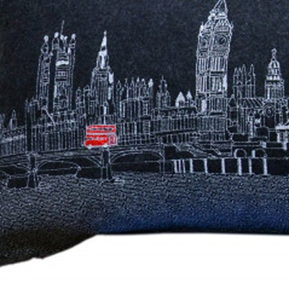 45" Black and White London Nighttime Skyline Lumbar Decorative Pillow