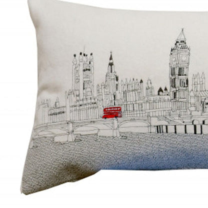 45" White London Daylight Skyline Lumbar Decorative Pillow