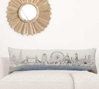 45" White London Daylight Skyline Lumbar Decorative Pillow