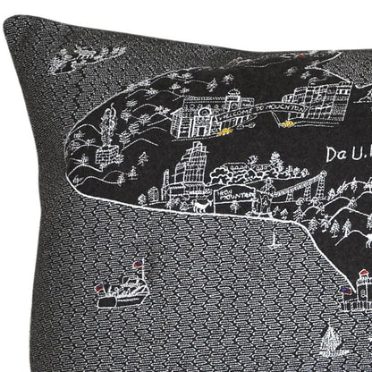 45" Black Michigan Nighttime Skyline Lumbar Decorative Pillow