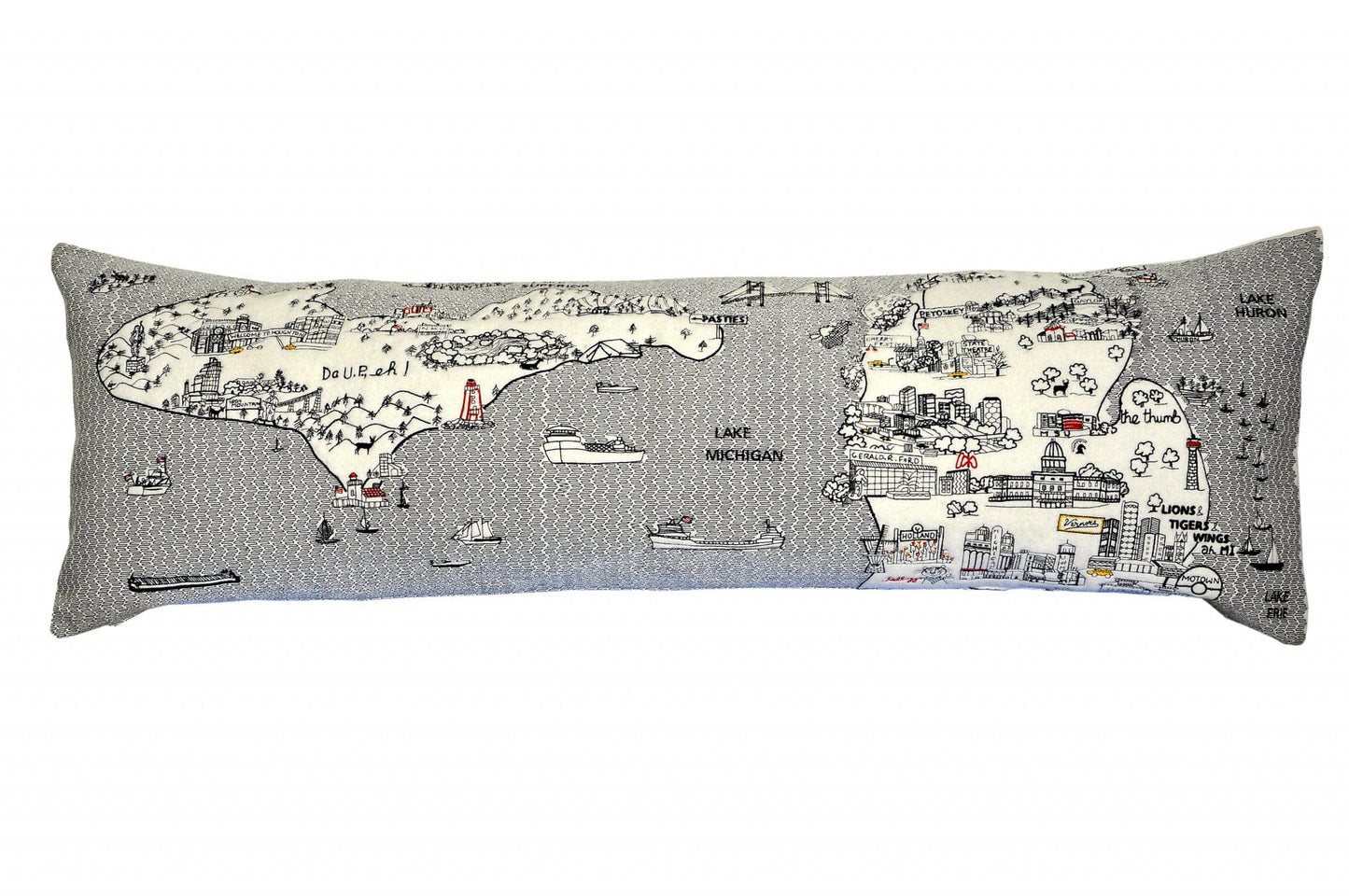 45" White Michigan Daylight Skyline Lumbar Decorative Pillow