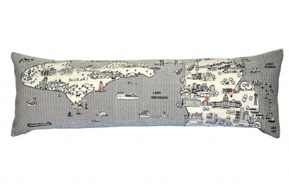 45" White Michigan Daylight Skyline Lumbar Decorative Pillow