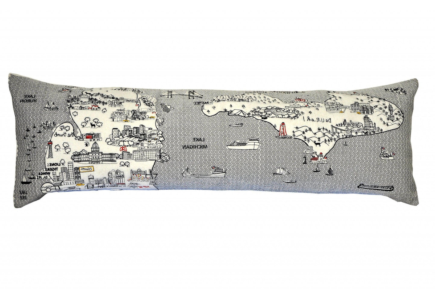 45" White Michigan Daylight Skyline Lumbar Decorative Pillow