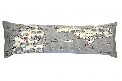 45" White Michigan Daylight Skyline Lumbar Decorative Pillow
