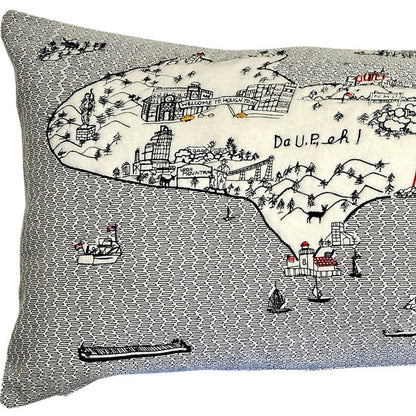 45" White Michigan Daylight Skyline Lumbar Decorative Pillow