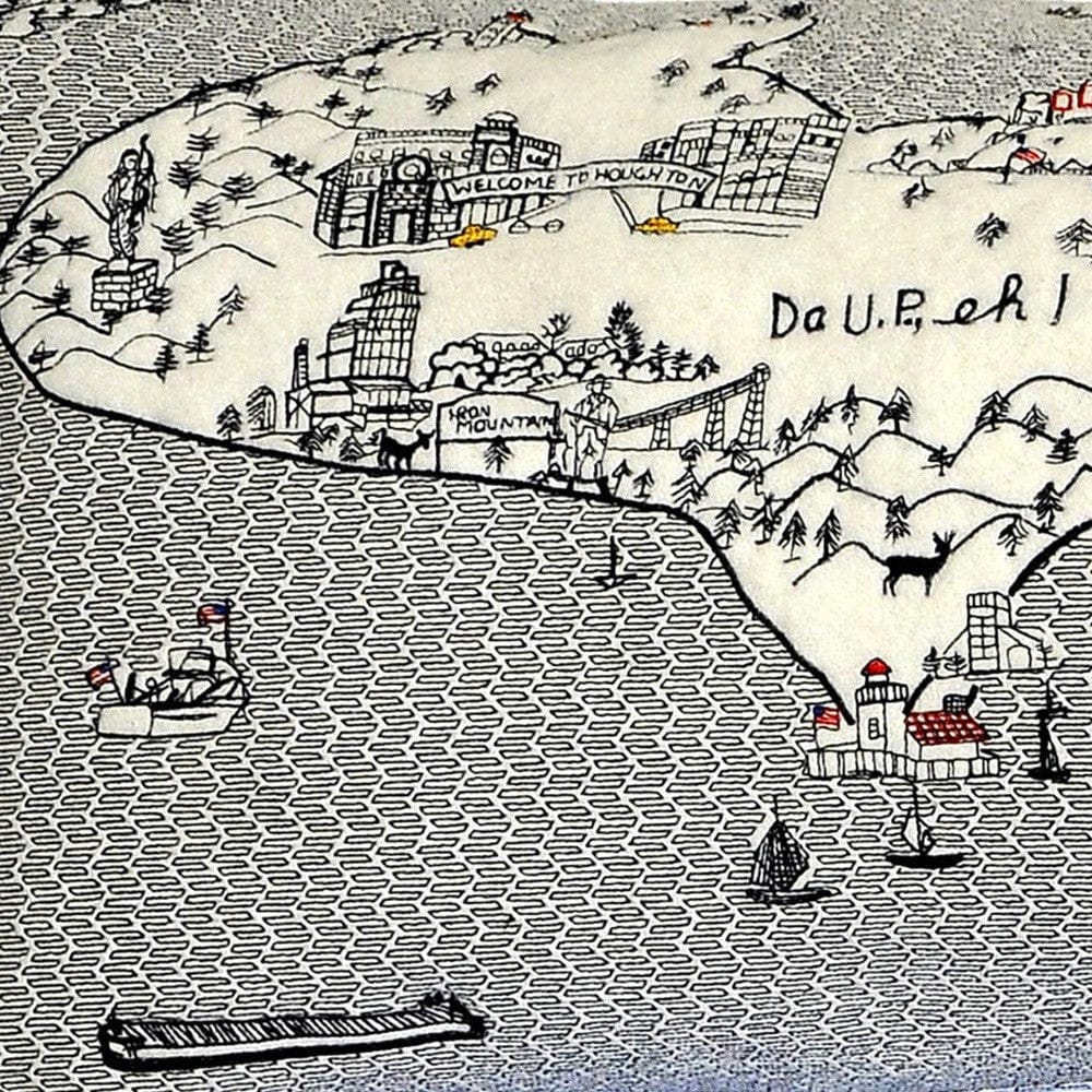 45" White Michigan Daylight Skyline Lumbar Decorative Pillow