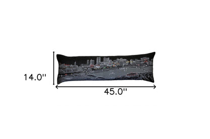 45" Black Nashville Nighttime Skyline Lumbar Decorative Pillow