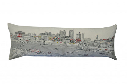 45" White Nashville Daylight Skyline Lumbar Decorative Pillow