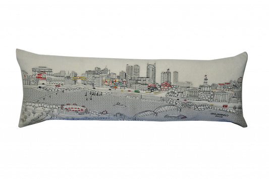 45" White Nashville Daylight Skyline Lumbar Decorative Pillow