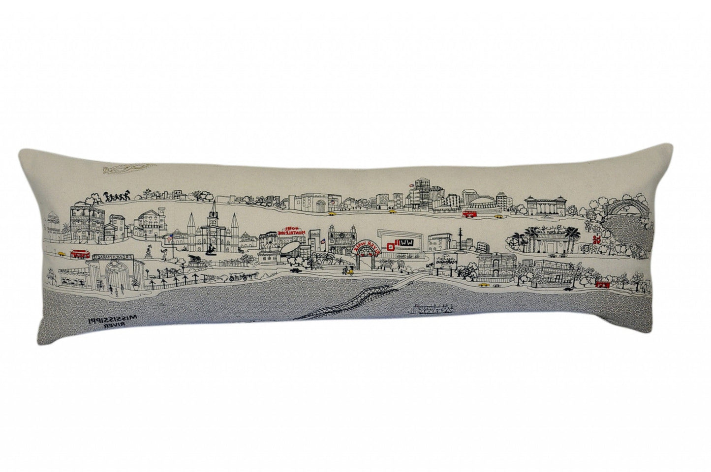 45" White New Orleans Daylight Skyline Lumbar Decorative Pillow