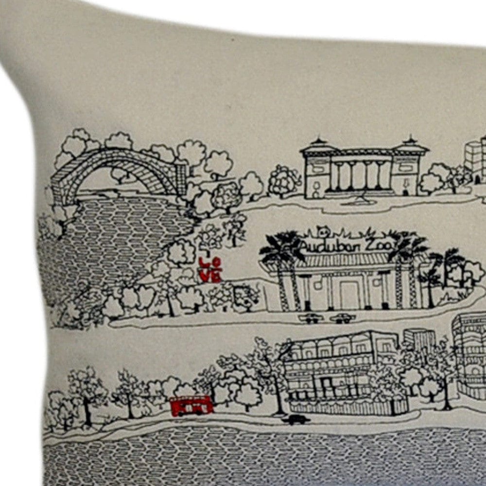 45" White New Orleans Daylight Skyline Lumbar Decorative Pillow