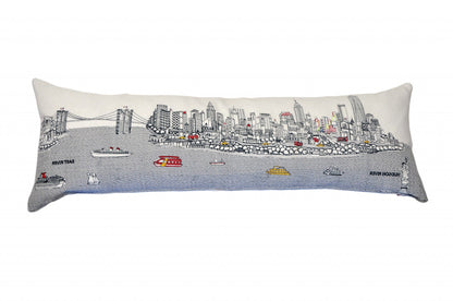 45" White NYC Daylight Skyline Lumbar Decorative Pillow