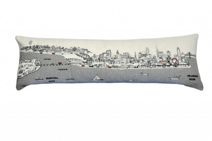 45" White Philadelphia Daylight Skyline Lumbar Decorative Pillow
