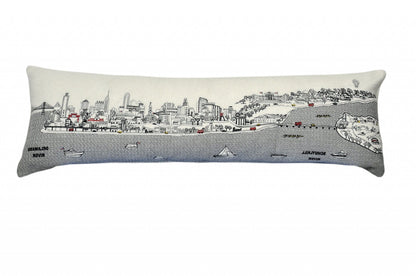 45" White Philadelphia Daylight Skyline Lumbar Decorative Pillow