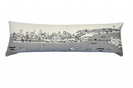 45" White Philadelphia Daylight Skyline Lumbar Decorative Pillow