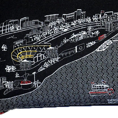 45" Black Pittsburgh Nighttime Skyline Lumbar Decorative Pillow