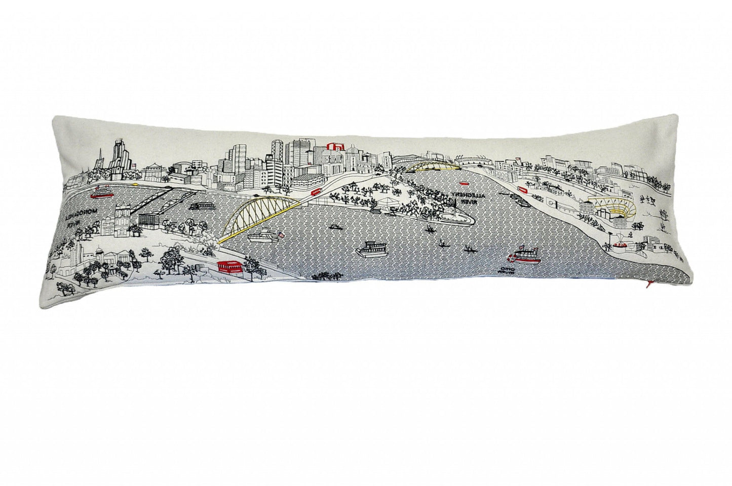 45" White Pittsburgh Daylight Skyline Lumbar Decorative Pillow