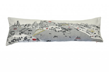 45" White Pittsburgh Daylight Skyline Lumbar Decorative Pillow