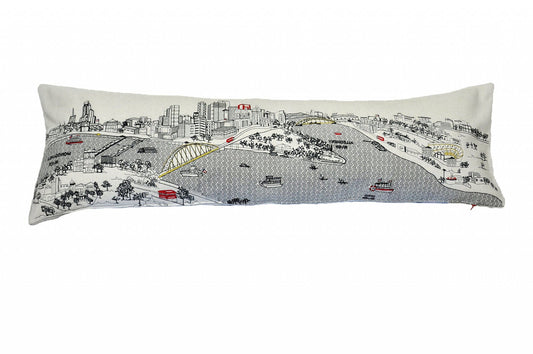45" White Pittsburgh Daylight Skyline Lumbar Decorative Pillow