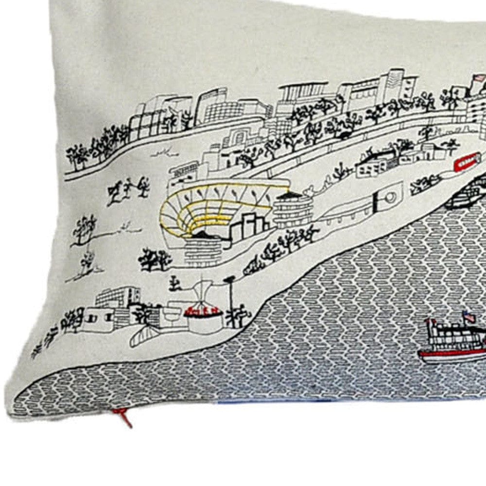 45" White Pittsburgh Daylight Skyline Lumbar Decorative Pillow