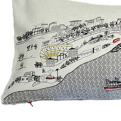 45" White Pittsburgh Daylight Skyline Lumbar Decorative Pillow