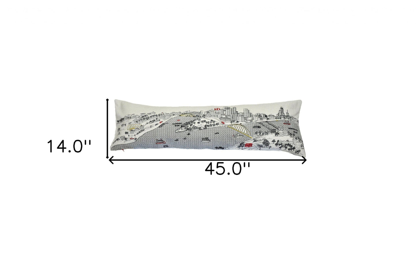 45" White Pittsburgh Daylight Skyline Lumbar Decorative Pillow