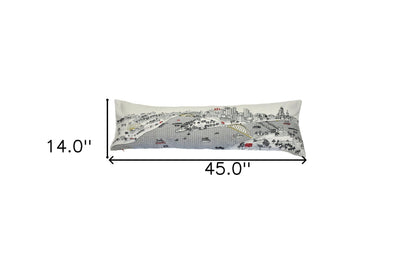 45" White Pittsburgh Daylight Skyline Lumbar Decorative Pillow