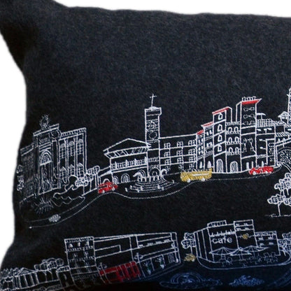 45" Black Rome Nighttime Skyline Lumbar Decorative Pillow