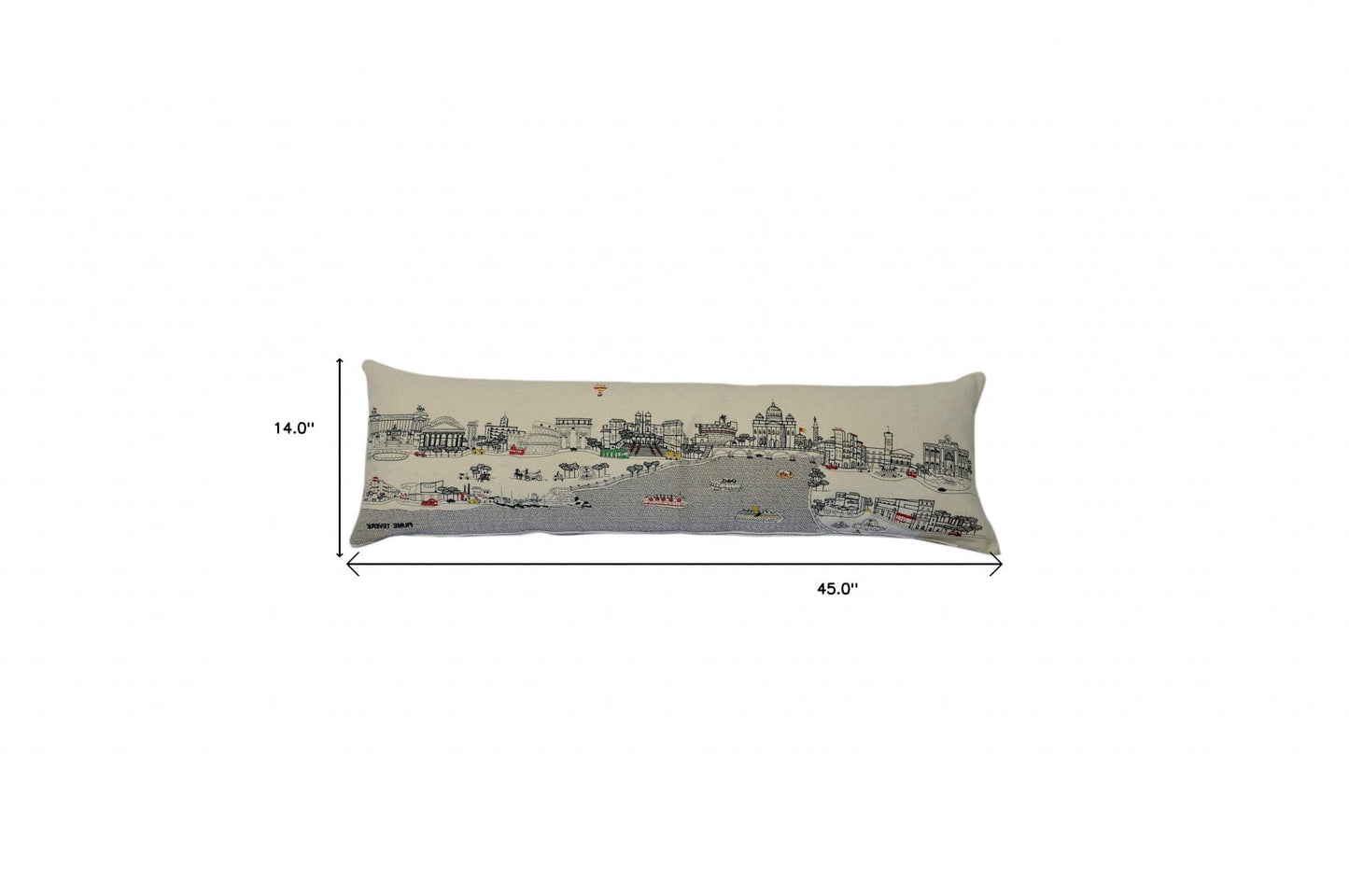45" White Rome Daylight Skyline Lumbar Decorative Pillow