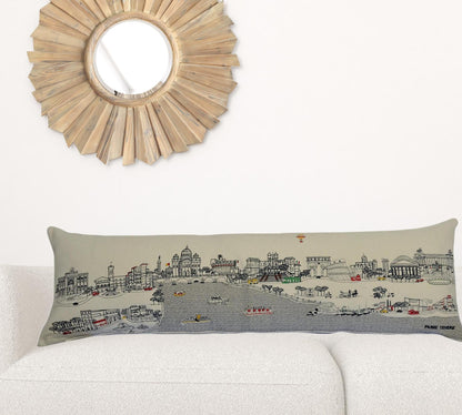 45" White Rome Daylight Skyline Lumbar Decorative Pillow