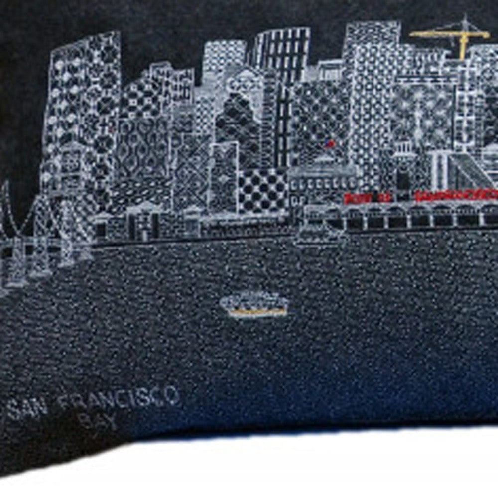 45" Black San Francisco Nighttime Skyline Lumbar Decorative Pillow