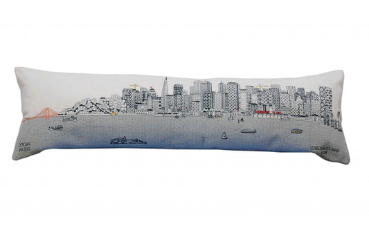 45" White San Francisco Daylight Skyline Lumbar Decorative Pillow