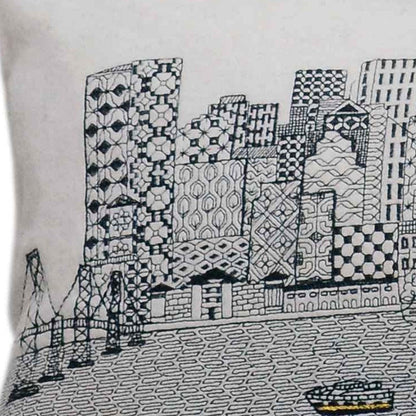 45" White San Francisco Daylight Skyline Lumbar Decorative Pillow