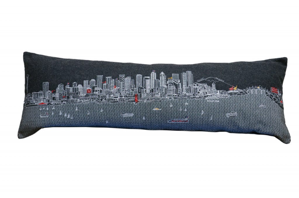 45" Black Seattle Nighttime Skyline Lumbar Decorative Pillow
