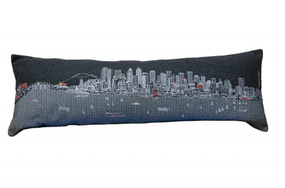 45" Black Seattle Nighttime Skyline Lumbar Decorative Pillow