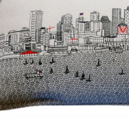 45" White Seattle Daylight Skyline Lumbar Decorative Pillow