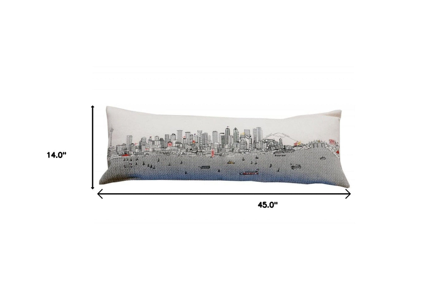 45" White Seattle Daylight Skyline Lumbar Decorative Pillow