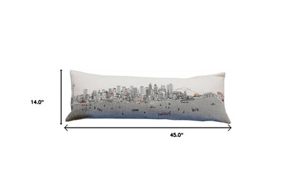 45" White Seattle Daylight Skyline Lumbar Decorative Pillow