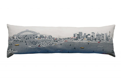 45" White Sydney Daylight Skyline Lumbar Decorative Pillow