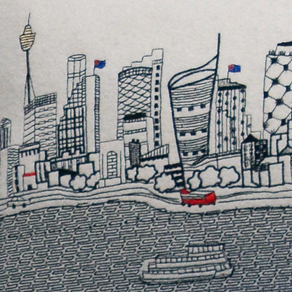 45" White Sydney Daylight Skyline Lumbar Decorative Pillow