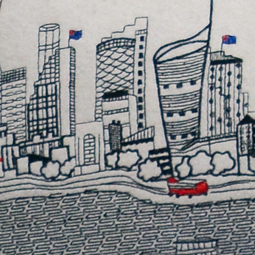 45" White Sydney Daylight Skyline Lumbar Decorative Pillow