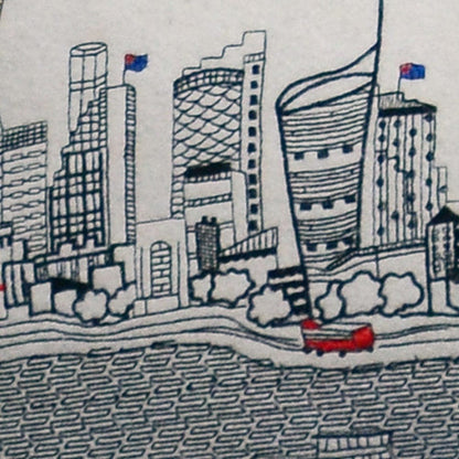 45" White Sydney Daylight Skyline Lumbar Decorative Pillow