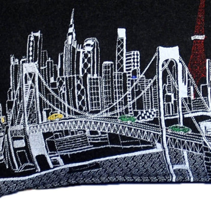 45" Black Tokyo Nighttime Skyline Lumbar Decorative Pillow