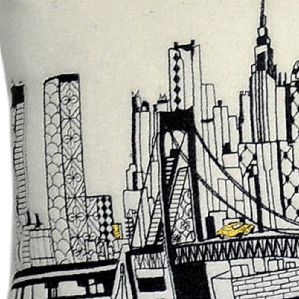 45" White Tokyo Daylight Skyline Lumbar Decorative Pillow