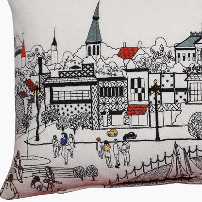 24" White Annapolis Daylight Skyline Lumbar Decorative Pillow