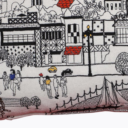 24" White Annapolis Daylight Skyline Lumbar Decorative Pillow